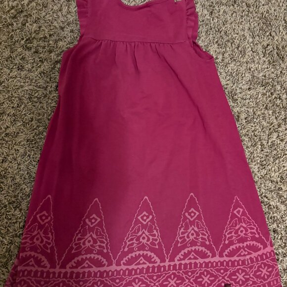 Tea Collection Dress 8 Maroon Geometric Print Short Flutter Sleeves 100% Cotton - Picture 3 of 3